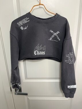 JK Attire Women's Art Of War Cropped  Sweatshirt in size S